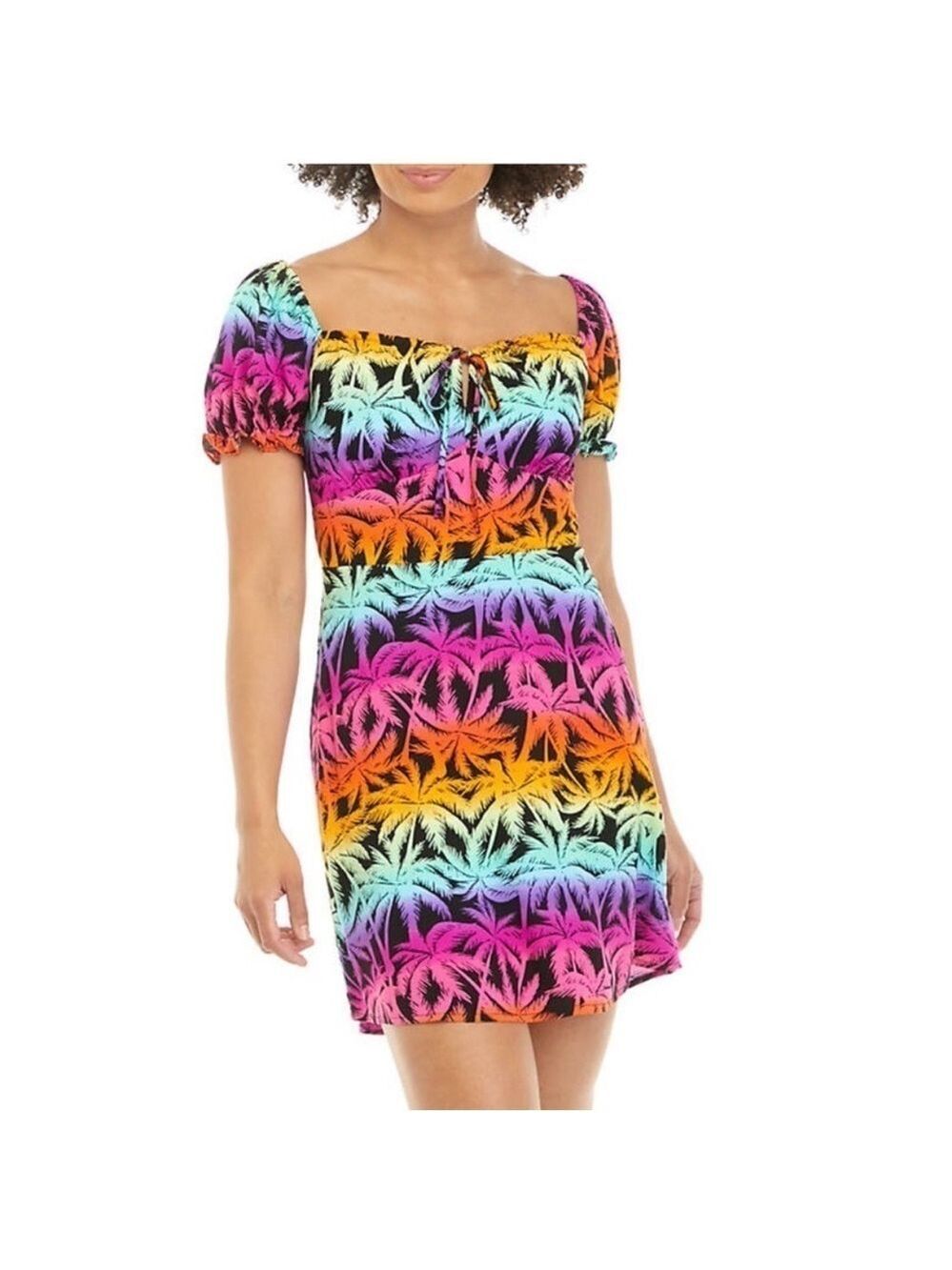 Cabana by Crown & Ivy Multicolored Palm Tree Rainbow Sundress Size 1X